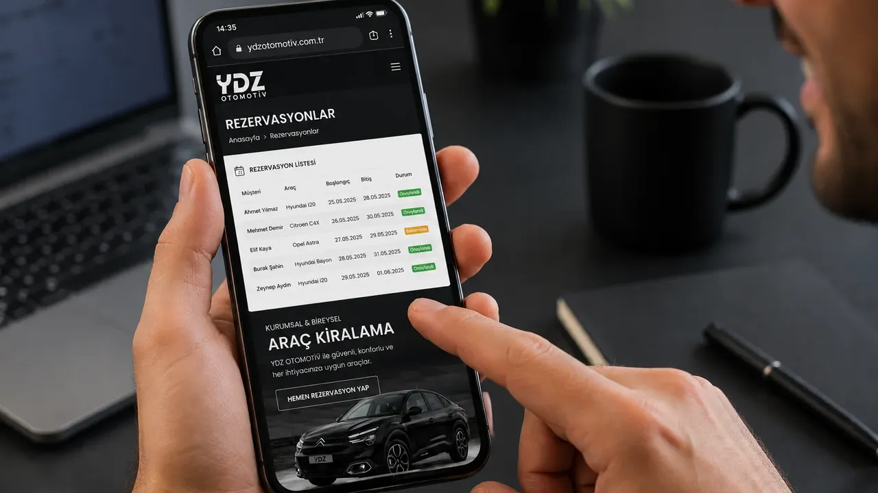 Telefondan YDZ araç rezervasyonu